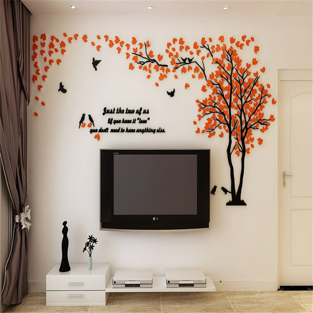 Red Flower Tree Photos Room Home Decor Removable Wall Stickers Decals Decoration